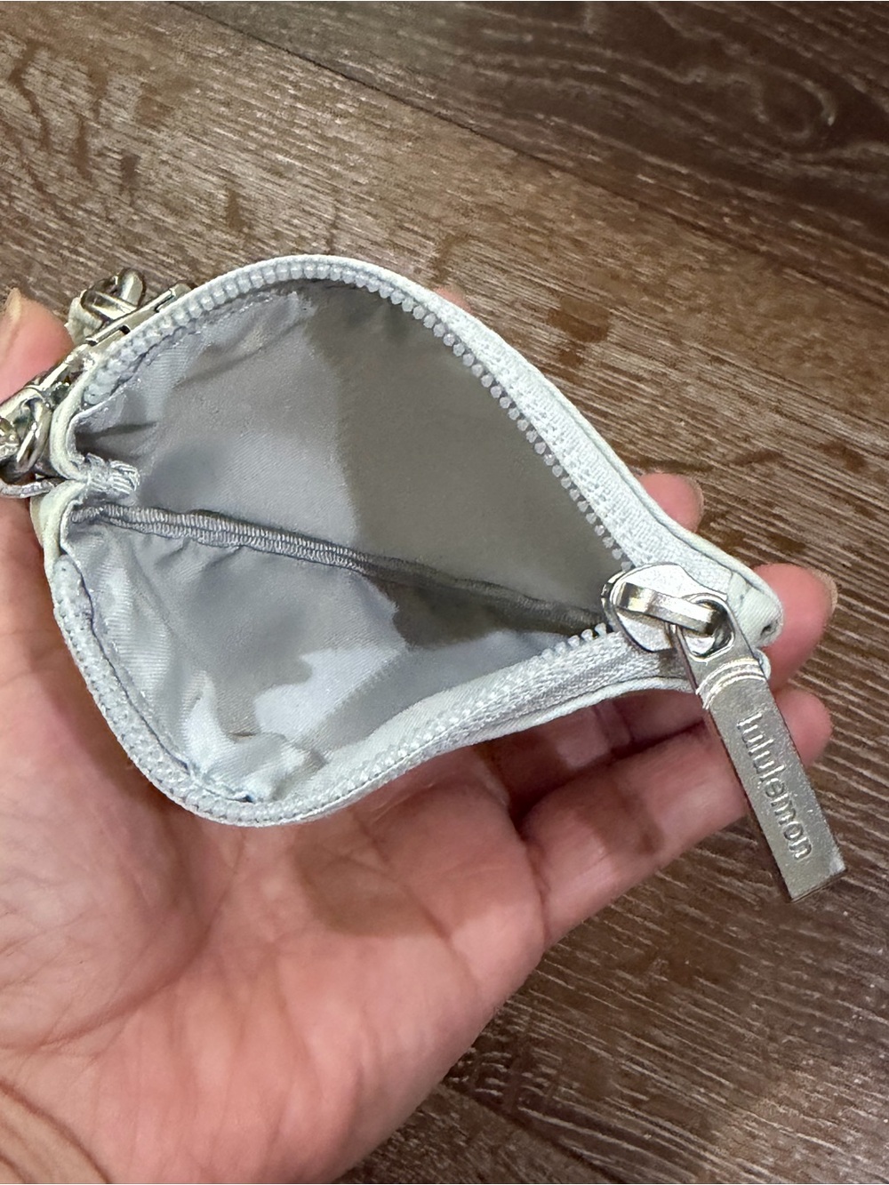 lululemon dual pouch wristlet with reusable bag neon green and gray color - Picture 4 of 5